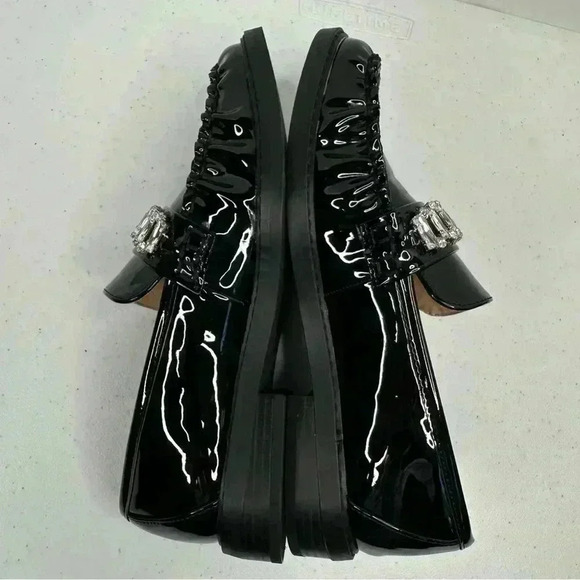 LOFT Women’s Crystal Black Patent Loafers Beautifuly Crystal Embellished Size 6M - Picture 5 of 15